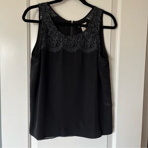 J.Crew 100% Silk Black Lace Shell 10